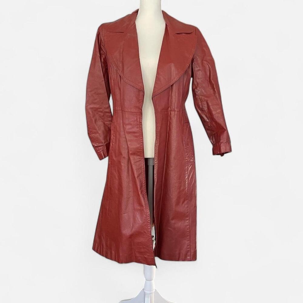 Vintage red leather trench